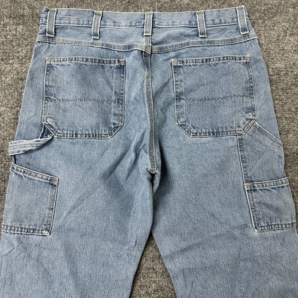 Faded Glory Carpenter Jeans Mens Size 34x30 Blue Light Wash Denim Workwear Pant
